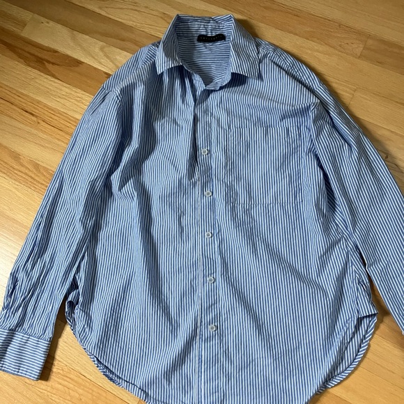 Sanctuary Women's Blue and White Striped Button Down Shirt - Picture 1 of 4